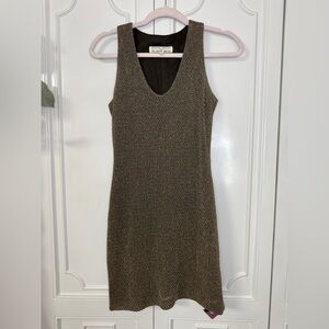 Andrea Polizzi for Rex Lester Petite Metallic Knit Midi Dress in Bronze